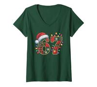 Mujer Trendy 67 Christmas Meme Seis Siete Podredumbre del Cerebro 6 7 Equipo de Jerga Camiseta Cuello V