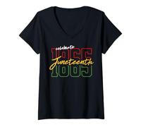 Mujer Trendy Apparel 1865 Celebrate Juneteenth Black History Month Camiseta Cuello V