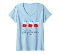 Mujer Trendy Apparel 4th of July All American Red Blue Popsicles Camiseta Cuello V