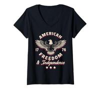 Mujer Trendy Apparel 4th of July American Freedom & Independence Camiseta Cuello V