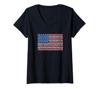 Mujer Trendy Apparel 4th of July Roses & Floral USA American Flag Camiseta Cuello V