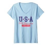 Mujer Trendy Apparel 4th of July USA 250th Anniversary 1776 2026 Camiseta Cuello V