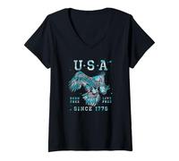 Mujer Trendy Apparel 4th of July USA Born Free Live Free 1776 Camiseta Cuello V