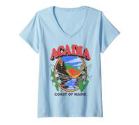 Mujer Trendy Apparel Acadia Coast of Maine Roaring River Camiseta Cuello V