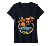 Mujer Trendy Apparel Acadia Maine Crown Jewel of North Atlantic Camiseta Cuello V