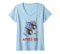 Mujer Trendy Apparel Apres-Ski Chamonix France Vintage Art Skiing Camiseta Cuello V