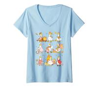 Mujer Trendy Apparel Autumn Seasonal Goose Grid Cozy Fall Vibes Camiseta Cuello V