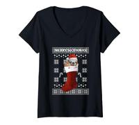 Mujer Trendy Apparel Christmas Merry Slothmas Ugly Sweater Camiseta Cuello V