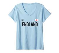 Mujer Trendy Apparel England Bold Text National Crest & Flag Badge Camiseta Cuello V