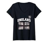 Mujer Trendy Apparel England Distressed English Flag Chest Crest Camiseta Cuello V