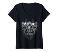 Mujer Trendy Apparel England Griffin Shield Crest Regal Arrows Camiseta Cuello V