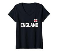 Mujer Trendy Apparel England Large Chest Text England Flag Camiseta Cuello V