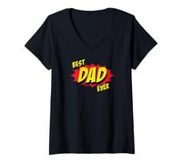 Mujer Trendy Apparel Father's Day Best Dad Ever como Book Style Camiseta Cuello V