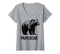 Mujer Trendy Apparel Father's Day Papa Bear Grizzly Bear Camiseta Cuello V