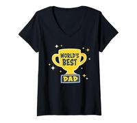 Mujer Trendy Apparel Father's Day World'S Best Dad Gold Trophy Camiseta Cuello V