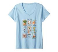 Mujer Trendy Apparel Game Day Go Team Football Stamps Collage Camiseta Cuello V