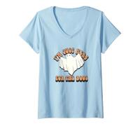 Mujer Trendy Apparel Halloween I'm Just Here for The Boos Ghost Camiseta Cuello V