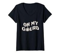 Mujer Trendy Apparel Halloween Oh My Gourd Funny Pumpkin Quote Camiseta Cuello V