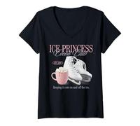 Mujer Trendy Apparel Ice Princess Cocoa Club Keeping It Cute Camiseta Cuello V