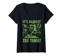 Mujer Trendy Apparel It's Almost tee Time! Running Toon Golf Ball Camiseta Cuello V