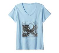 Mujer Trendy Apparel Milano Lombardia Italy Vintage Milan Streets Camiseta Cuello V