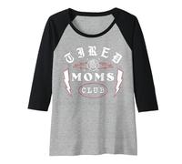 Mujer Trendy Apparel Mother's Day Tired Moms Club Neon Rose Flames Camiseta Manga Raglan