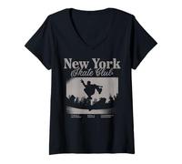 Mujer Trendy Apparel New York Skate Park Social and Positive Photo Camiseta Cuello V