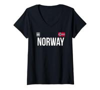 Mujer Trendy Apparel Norway Bold Text National Crest & Flag Badge Camiseta Cuello V