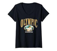 Mujer Trendy Apparel Olympic Washington Eagle Soaring Over Forest Camiseta Cuello V