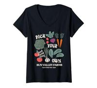 Mujer Trendy Apparel Pick Your Own Sun Valley Farms Vegetables Camiseta Cuello V
