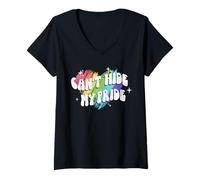 Mujer Trendy Apparel Pride Can't Hide My Pride Rainbow Heart Camiseta Cuello V