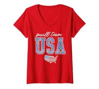 Mujer Trendy Apparel Small Town USA United States of America Flag Camiseta Cuello V
