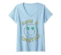 Mujer Trendy Apparel St. Patrick's Day Have A Lucky Day Vintage Camiseta Cuello V