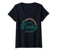 Mujer Trendy Apparel St. Patrick's Day One Lucky Mama Rainbow Logo Camiseta Cuello V