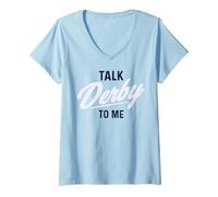 Mujer Trendy Apparel Talk Derby To Me Bright White Cursive Text Camiseta Cuello V