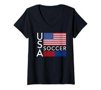 Mujer Trendy Apparel USA American Flag Soccer Team Sport Apparel Camiseta Cuello V