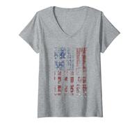 Mujer Trendy Apparel USA United States of America Faded Flag Camiseta Cuello V