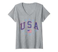 Mujer Trendy Apparel USA United States of America Flag and Stars Camiseta Cuello V