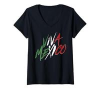 Mujer Trendy Apparel Viva Mexico Colores Bandera Red White Green Camiseta Cuello V