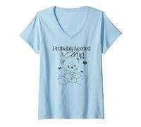Mujer Trendy Probably Needed A Hug Cute Teddy Bear Sketch Camiseta Cuello V