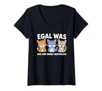 Mujer Tres gatos lindos - EGAL WAS WIR SIND IMMER UNSCHULDIG 1 Camiseta Cuello V