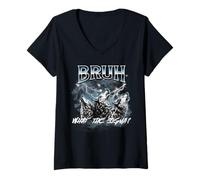 Mujer Tres Lobos Aullando Luna Sigma Alpha - Bruh, What The Sigma? Camiseta Cuello V