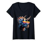 Mujer Triceratops Dinosaurio I Love Dinosaurs Cute Triceratops Camiseta Cuello V