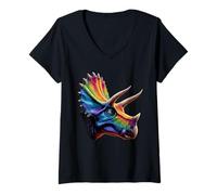 Mujer Triceratops Dinosaurio I Love Dinosaurs Cute Triceratops Camiseta Cuello V