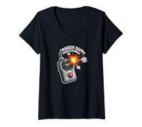 Mujer Trigger Happy Professional Funny Remote Fire Button Camiseta Cuello V