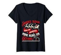 Mujer Trineo de Papá Noel Corre sobre Renos - Racing Car Guy Christmas Camiseta Cuello V