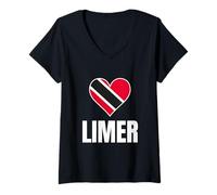 Mujer Trinidad Tobago Limer Heart Flag Caribbean Pride Culture Camiseta Cuello V