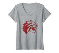 Mujer Trinity University Tigers Mascot Head Lee Roy Camiseta Cuello V