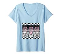 Mujer Trío de orangutanes con Lazo Estilo Coqueta, Estilo Chicle, Estilo Retro Camiseta Cuello V
