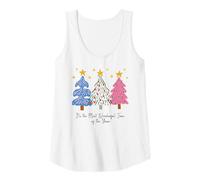 Mujer Trío Retro de árbol de Navidad It's The Most Wonderful Time Camiseta sin Mangas